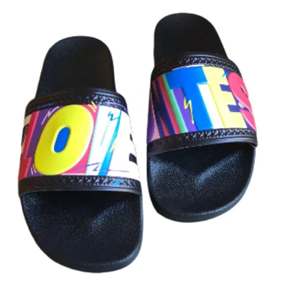 Adidas Adilette Pride “LOVE UNITES” black rainbow colors slides sandals mens 13 - Picture 1 of 9